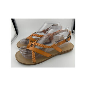 Mia Vaeda Cognac Brown Vegan Leather Braided Sandal Size 10M